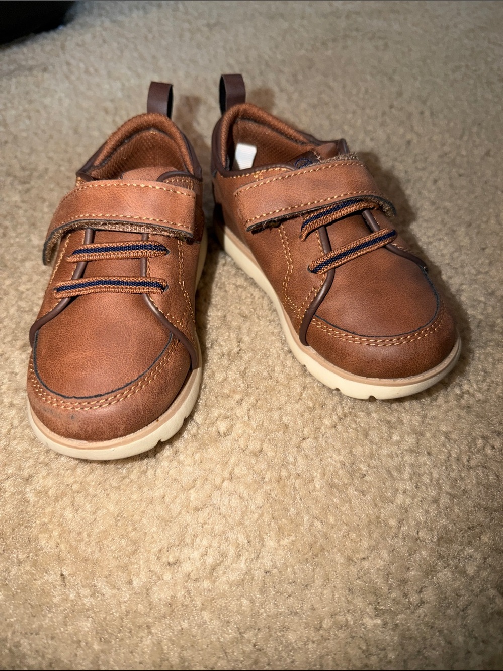 Stride Rite Kids Brown Leather-Look Velcro Sneakers